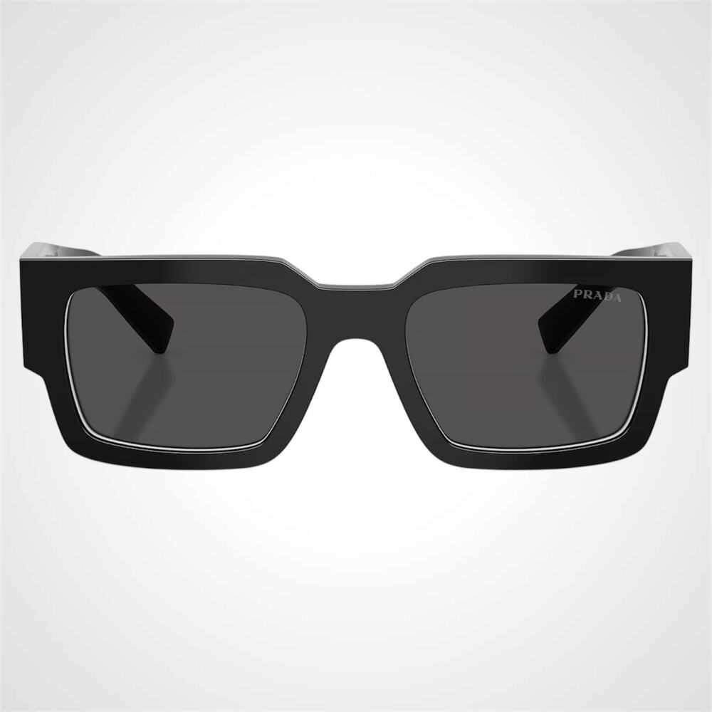 LUXURY NEW PRADA Sunglasses Black & Talc Rectangle Square Mens 54mm Prada - Picture 2 of 6